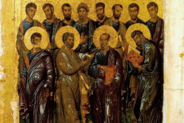 Собор 12 апостолів, візантійська ікона, початок XIV століття