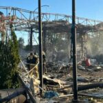 Опубліковані кадри наслідків удару «Герані» по АЗС у Голосіївському районі Києва